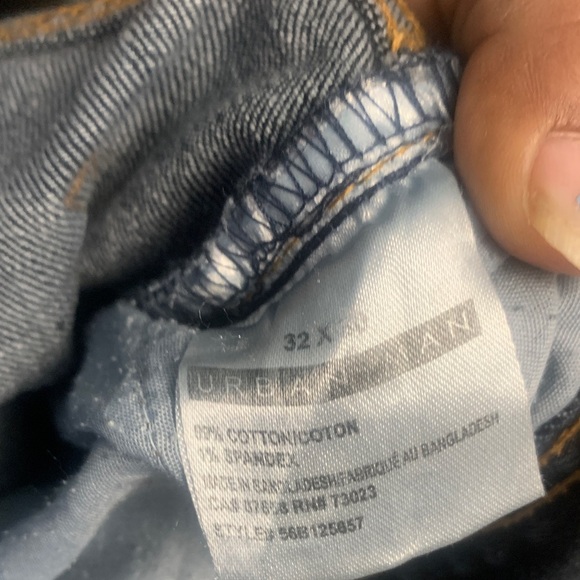 Urban Man Men's Straight Dark Blue Distressed Jeans - Picture 7 of 7